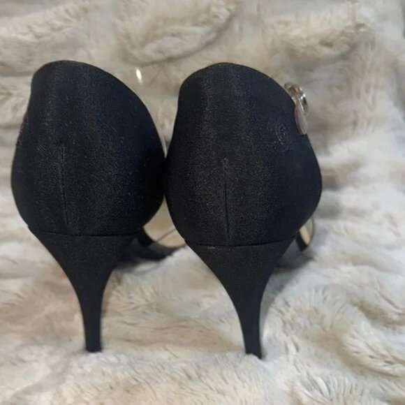 CHANEL Black & Transparent Ankle Strap Heels Size 37.5/ US 7 Made In Italy - Picture 5 of 14